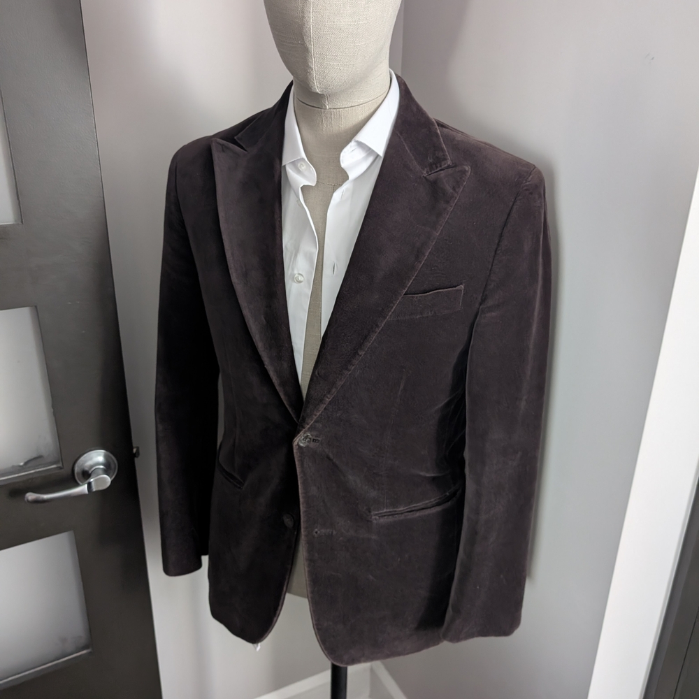 Men's Velvet Blazer - Rich Brown